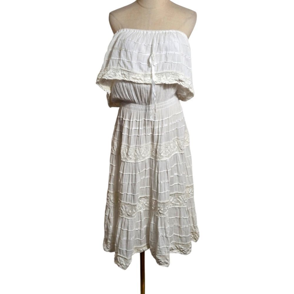 White Off Shoulder Midi Dress With Crochet Details Plus Size